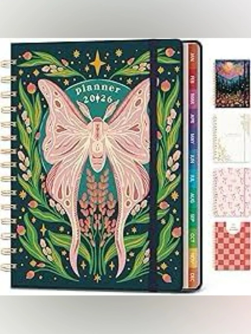 🆕 July 2026 - 2027 Whimsical Fairycore Luna Moth Spiral Planner